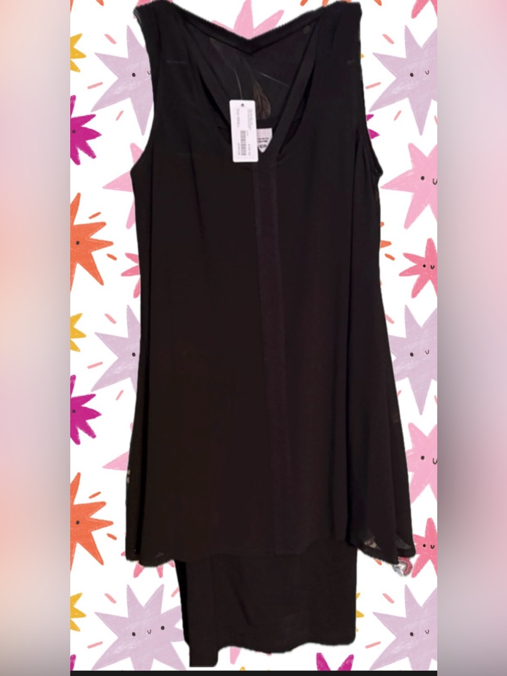Lynn Ritchie NWT Silver Black Layered Sleeveless Tunic Dress- Dead Stock